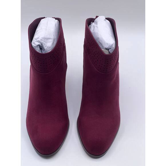 Violet & Red Womens Sz 8.5 Jackson Lazer Cut Topline Bootie Burgundy NEW - Picture 4 of 11